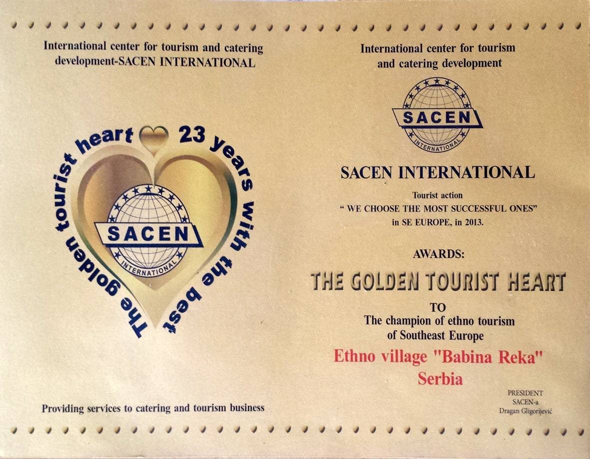 Priznanje Šampion etno turizma Jugoistočne Evrope, 2013.
